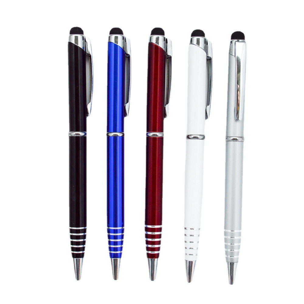 Stylo à stylet en aluminium de haute qualité, stylo promotionnel personnalisé, Logo imprimé, stylo à clic en métal pour écran de téléphone intelligent