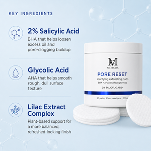 แผ่นเช็ดทำความสะอาดผิวหน้า MEIZCOS Pore Reset 2% Salicylic Acid Exfoliating Pads 60 แผ่น ขนาด 80 มม. แผ่นสำลีกลม 200 มล. BHA AHA ช่วยควบคุมความมัน ใช้ได้ทุกวัน - Product Image 2
