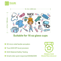 Autocollant de transfert en gros Goode Factory, étanche, motif dessin animé, Journée des infirmières, ange, docteur, cadeau écologique, pour gobelet isotherme 16oz, UV DTF
