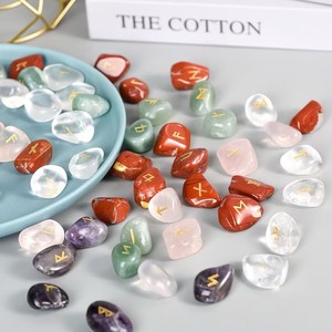 สติกเกอร์อักษรรูนจากผลึกรูปวงรีทำจากคริสตัลธรรมชาติ24 + 1ชุดสติกเกอร์โลหะอักษรรูนแบบลูกกลิ้งหยก - Product Image 2