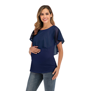 T-shirts d'allaitement maternité pour femmes enceintes chemisier double couche pour femmes maternité allaitement Wrap <span class=keywords><strong>Tee</strong></span> Top - Product Image 5