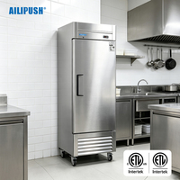 Congélateur commercial à porte simple, en acier inoxydable, vertical, à refroidissement par ventilateur, pour cuisine de restaurant