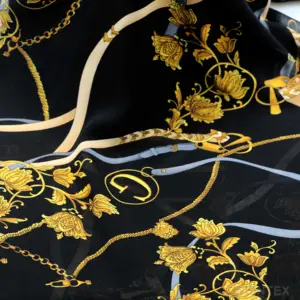 WI-A08 Light And Flimsy Chiffon 85gsm Roll Textile Chain Printed Fabric
