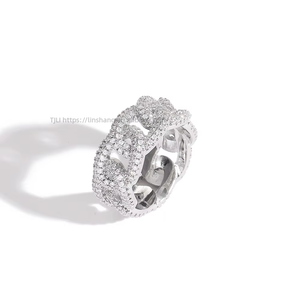 Men's Cuban <b>Ring</b>, Electroplated Zircon Chain <b>Ring</b>, Trendy <b>Couple</b> Index Finger <b>Ring</b>. - Product Image 4