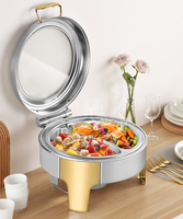 AIRUISI Chauffe-plats pour buffet en acier inoxydable de luxe Chauffe-plats électrique Équipement de restauration Finition dorée