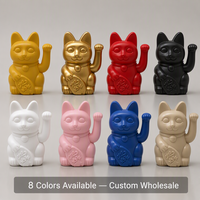 Chat porte-bonheur Maneki Neko de 15 cm, à piles, en plastique ABS, design Art Déco artisanal, décoration d'intérieur, couleur personnalisée, logo OEM