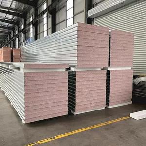 Panel sándwich <span class=keywords><strong>de</strong></span> acero galvanizado color espuma dorada, respetuoso con el medio ambiente, resistente al agua/al fuego, prefabricado, pared exterior <span class=keywords><strong>de</strong></span> cámara frigorífica moderna - Product Image 1