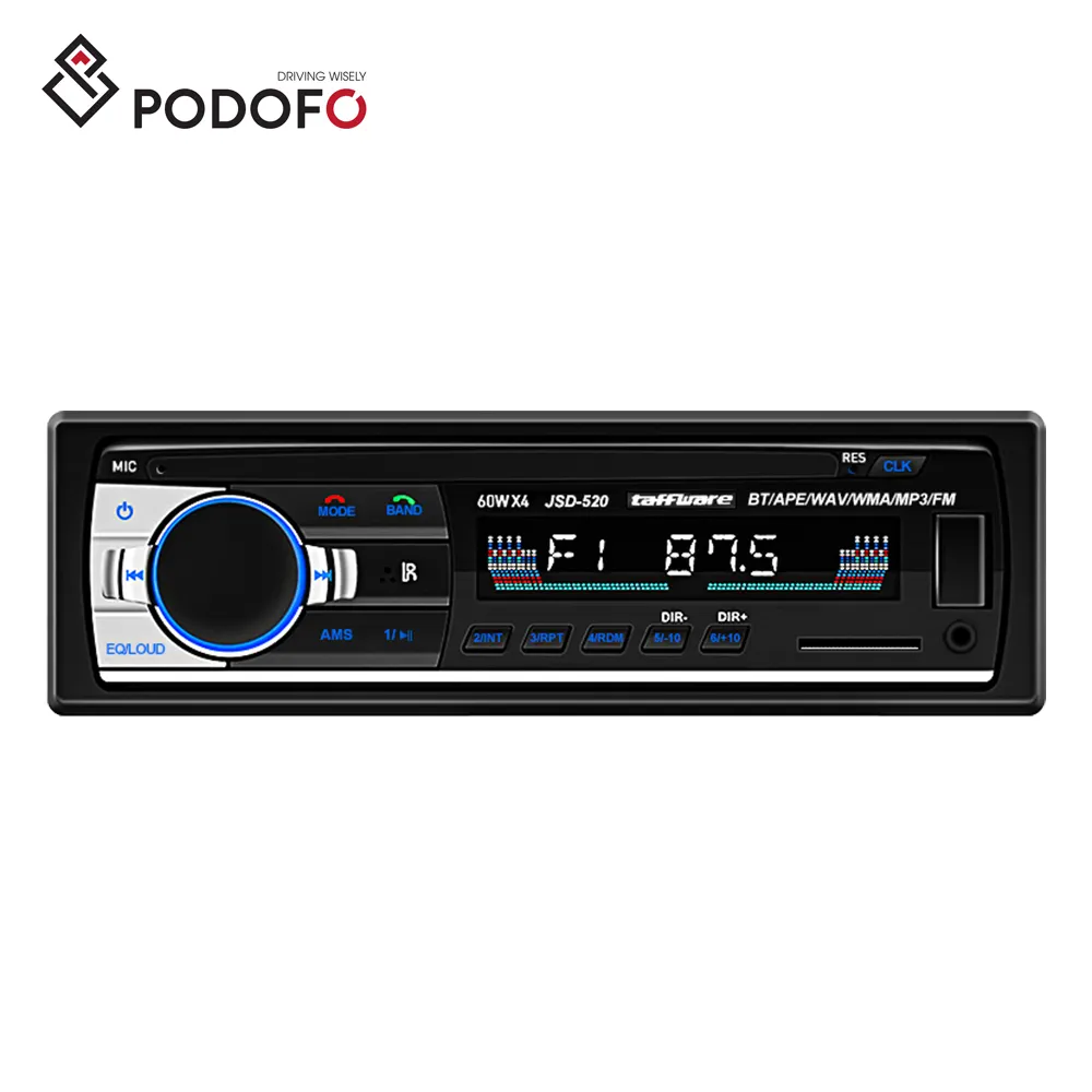 Podofo 12V 24V 1 Din 자동차 라디오 MP3 플레이어 대시 Autoradio 원격 제어 BT USB SD 오디오 음악 스테레오 트럭