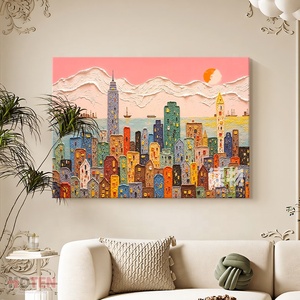 HOTEN <span class=keywords><strong>Peinture</strong></span> à l'huile abstraite de <span class=keywords><strong>paysage</strong></span> <span class=keywords><strong>urbain</strong></span>, texture peinte à la main sur toile, art original, décoration murale pour chambre/salon - Product Image 3