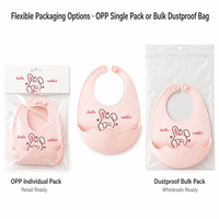 Bavoir bébé en silicone souple avec poche récupératrice de nourriture en forme de vague profonde de 9 cm, boutons-pression sécurisés, ajustement ergonomique, garde les vêtements et le sol propres