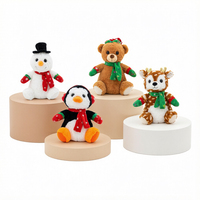 Kerstcadeau Pluche Knuffels met Rode Sjaal Schattige Sneeuwpop Pinguïn Elch Teddybeer Kerst Pluche Speelgoed Aanpasbaar LOGO