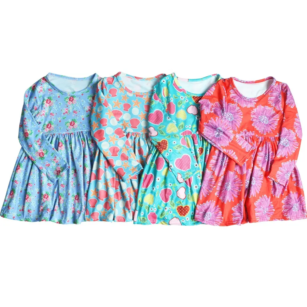 2021 नई वसंत बच्चे पोशाक बच्चों के कपड़े फूल लड़कियों राजकुमारी कपड़े लड़की मुद्रित स्कर्ट सूरजमुखी बच्चों पहनता लड़की पोशाक