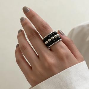 Retro Multi Layer Ball Natural Round Pearl Cocktail <b>Ring</b> for Party Unisex Fashion Jewelry - Product Image 2