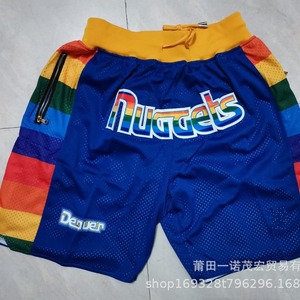 กางเกงบาสเก็ตบอลเดนเวอร์ นักเก็ตส์ เรโทรสีดำพร้อมกระเป๋าซิป กางเกงขาสั้นผู้ชายโพลีเอสเตอร์ - Product Image 4