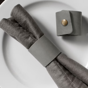 Japanese and Korean style minimalist PU leather napkin <b>ring</b>, Western restaurant and hotel napkin <b>clip</b>, European style napkin - Product Image 3
