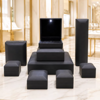 Boîte à bijoux LED de luxe avec écran lumineux, vente en gros et au détail en petite quantité, étui d'emballage noir pour bague en diamant