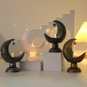 Meilleure vente transfrontalière 2026 : Lampe LED sans flamme en forme de lune et d'étoile pour le Ramadan, à piles, pour la décoration de table à la maison, Eid Mubarak - Product Image 1