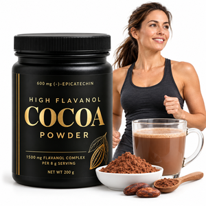 Poudre de Cacao à Haute Teneur en Flavanols Marque Blanche 600mg <span class=keywords><strong>Épicatéchine</strong></span> 200g Sans Sucre Mélange de Boisson Santé Quotidienne pour Adultes Supplément Vente en Gros OEM - Product Image 1
