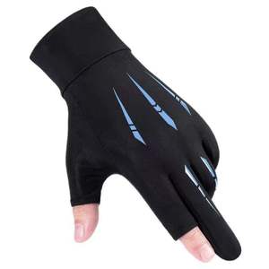 Gants d'été fins en soie glacée pour hommes, avec deux doigts exposés, pour le cyclisme, la conduite, la pêche, l'utilisation en plein air, protection solaire - Product Image 2