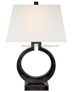 Lampe de table en verre transparent avec port USB et prise de courant, abat-jour en lin et base noire pour chambre d'hôtes, chambre à coucher, salon - Product Image 3