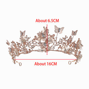 Tiaras de mariposa de cristal para sesión de fotos con corona de diamantes de imitación europea y americana, accesorios para el cabello de boda para niñas - Product Image 6