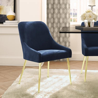Chaises de salle à manger en tissu velours, de style nordique, avec jambes en or