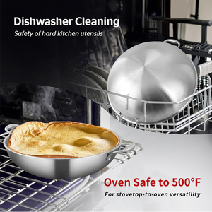 Wok Grande Triple <span class=keywords><strong>de</strong></span> Acero Inoxidable 316 Antiadherente, Wok Grande para <span class=keywords><strong>Cocina</strong></span> <span class=keywords><strong>de</strong></span> <span class=keywords><strong>Gas</strong></span> e Inducción, Wok <span class=keywords><strong>de</strong></span> 3 Capas Reforzado <span class=keywords><strong>con</strong></span> Tapa para Cocinar - Product Image 5