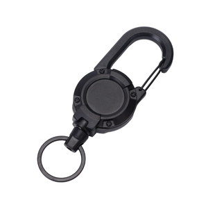 Llavero retráctil DF con mosquetón, soporte metálico para credencial con cordón, carrete táctico para exteriores, llavero antipérdida. - Product Image 2