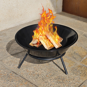 Large Outdoor Fire Pit 64cm Enameled Steel Windproof Rustproof Firewood Stove Tripod Base Courtyard Fireplace - Product Image 1