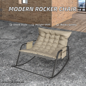 Fauteuil inclinable à bascule ergonomique de luxe en cuir moderne, réglable en hauteur, pivotant, imperméable, avec rangement et coussins, pour salon et chambre - Product Image 2