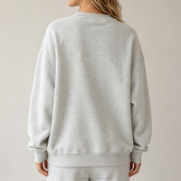 Sweat-shirt surdimensionné personnalisé pour femme, col rond, avec patch floral brodé, style universitaire vintage, pull décontracté en polaire
