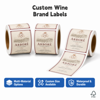 Étiquettes personnalisées holographiques pour bouteilles de vin, impression UV, dorure à chaud, papier texturé premium, étiquettes pour boissons