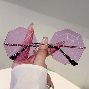 Nuova personalità divertente Spider <span class=keywords><strong>Web</strong></span> Frameless <span class=keywords><strong>occhiali</strong></span> da <span class=keywords><strong>sole</strong></span> alla moda per la strada forma concava per feste di scena UV400 per il commercio estero - Product Image 6