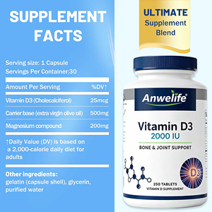 Complément alimentaire de vitamine D3 et de <span class=keywords><strong>calcium</strong></span> HALAL OEM, soutien de la santé osseuse et de l'immunité, comprimés de vitamine D3 - Product Image 2