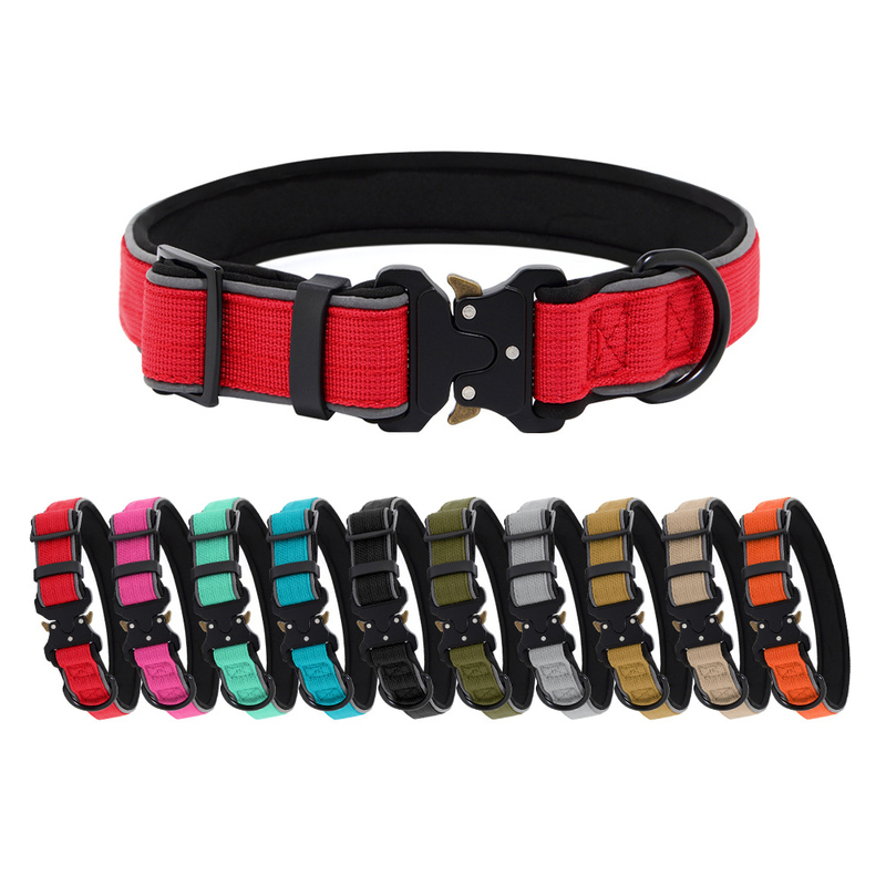 Tactical Dog Collar Reflective Adjustable Nylon