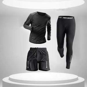 3 adet erkek sıkıştırma pantolon gömlek üst uzun kollu ceket atletik setleri spor giyim erkek egzersiz - Product Image 3