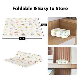 เสื่อรองเล่นกิจกรรมกันน้ำแบบพกพาขนาด50x50นิ้วเสื่อเล่น XPE เสื่อสำหรับเด็กเล่นโฟมพับได้สำหรับเด็กทารก - Product Image 2