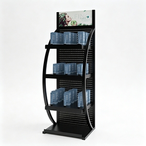 Exhibidor de Productos para el Cuidado de la Piel de Metal con Estantes y Panel Perforado, Unidad de Estantería Ajustable para Cosméticos para Exhibidores de Tiendas - Product Image 1