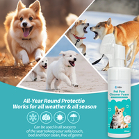 Shampooing sec sans rinçage sans eau nettoyeur de pattes en mousse avec brosse en silicone shampooing pour chien de compagnie mousse nettoyante d'urine pour patte
