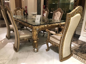 Sang Trọng Cổ Gỗ Chạm Khắc Cung Điện Đồ Nội Thất Màu Trắng <span class=keywords><strong>Baroque</strong></span> Phòng Ăn Với Cao Trở Lại Ghế - Product Image 4