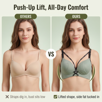 Soutien-gorge sans couture vert sauge, sans armatures, push-up, coupe 3/4, moulé, à bretelles croisées pour femme, usage quotidien, vente en gros