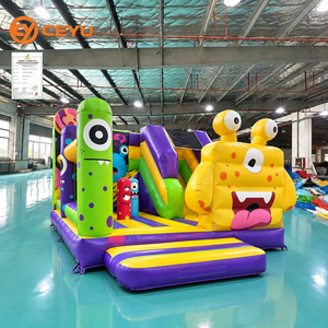 Château gonflable Ceyu avec motif monstre extraterrestre et poteaux escamotables pour location de parc de jeux familial - Product Image 2