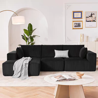 Canapé modulaire sectionnel moderne capitonné en tissu de velours côtelé, rempli d'éponge, compressé sous vide, pour salon et hôtel