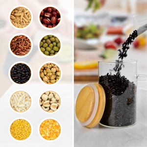 Hũ thủy tinh YOLOWE HOME 280ML, nắp tre, kèm thìa, hộp đựng cà phê, phụ kiện nhà bếp, đựng gia vị, đậu, trà, đường, thực phẩm - Product Image 6