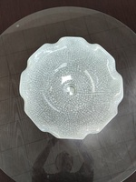 Évier de comptoir en céramique de porcelaine antique chinoise émaillée craquelée, forme de fleur contemporaine, facile à nettoyer, pour salle de bain extérieure