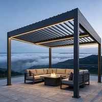 Pérgola Bioclimática Motorizada de Aluminio, Techo de Láminas Ajustables Impermeable, Gazebo para Exteriores, Patio Trasero, Jardín, Terraza