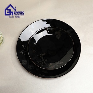 Vaisselle en verre <span class=keywords><strong>opale</strong></span> noir haut de gamme, assiette et bol en verre <span class=keywords><strong>opale</strong></span> noir pour le marché algérien et égyptien, motif lotus, nouvelle collection d'usine - Product Image 6