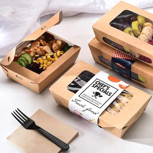 Emballage alimentaire à emporter, boîte de rangement pour riz, nouilles, salades, gâteaux, boîte à lunch en papier kraft personnalisée, conteneur alimentaire jetable - Product Image 5