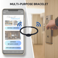 Bracelet NFC en coquille de noix de coco avec chaîne en cuir et boucle métallique, réglable, sans application, 13,56 MHz RFID, contrôle d'accès