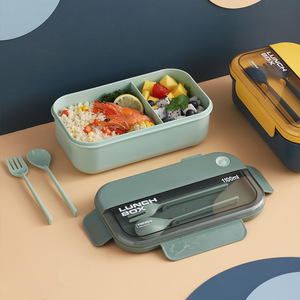Lonchera de Plástico de Calidad en Oferta 2024, con Cuchara y Tenedor, Diseño Moderno y Bonito para Niños, Estilo Rectangular, para la Escuela y el Hogar - Product Image 3